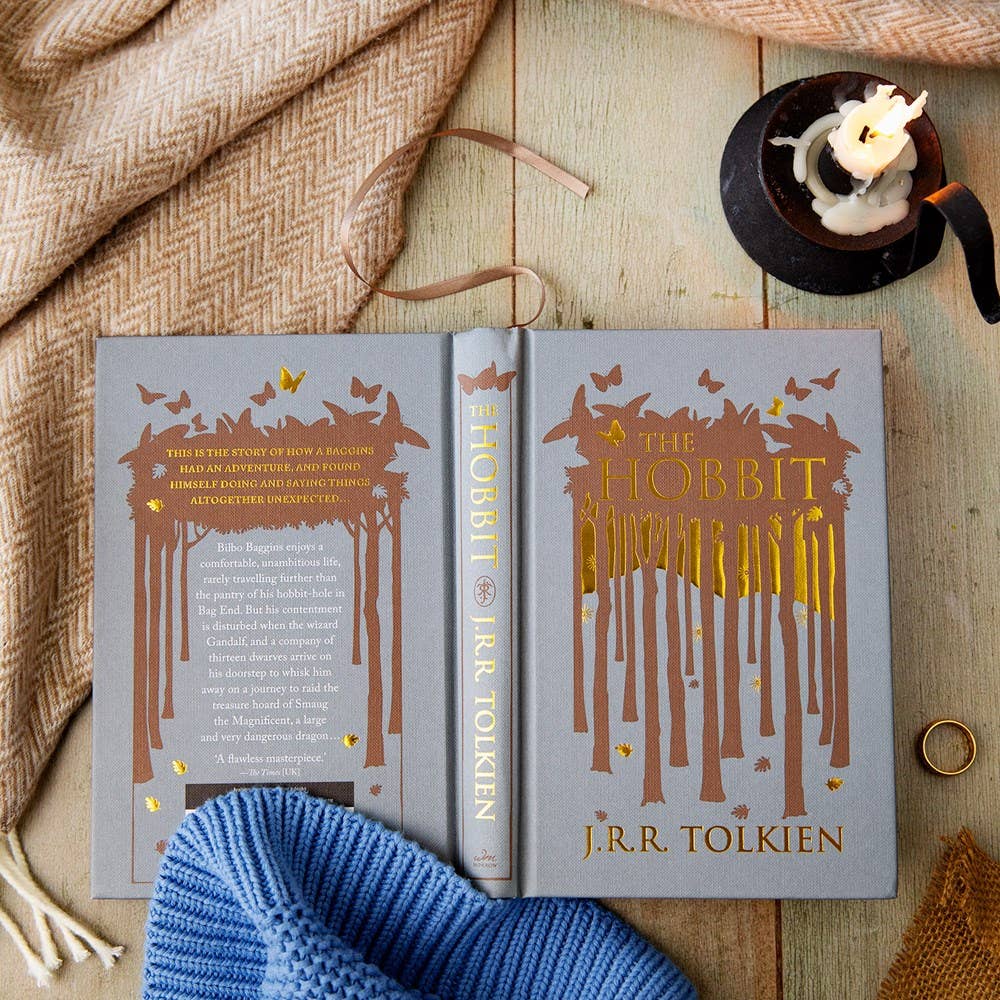 The Hobbit collectors edition, JRR Tolkien special edition hardcover, Middle-earth collector series, Bilbo Baggins unexpected journey, Smaug the Magnificent Tolkien, Tolkien foil-stamped hardcover, classic fantasy gift edition, HarperCollins collector Tolkien, Rogue & Rye book collection, matching Tolkien hardcover set.