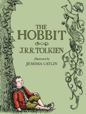 The Hobbit illustrated edition, JRR Tolkien hardcover, Middle-earth illustrated book, Bilbo Baggins adventure, Smaug the dragon Tolkien, classic fantasy novel gift edition, Tolkien illustrated hardcover, HarperCollins Tolkien books, Rogue & Rye book collection, epic fantasy adventure classic, illustrated Middle-earth stories.