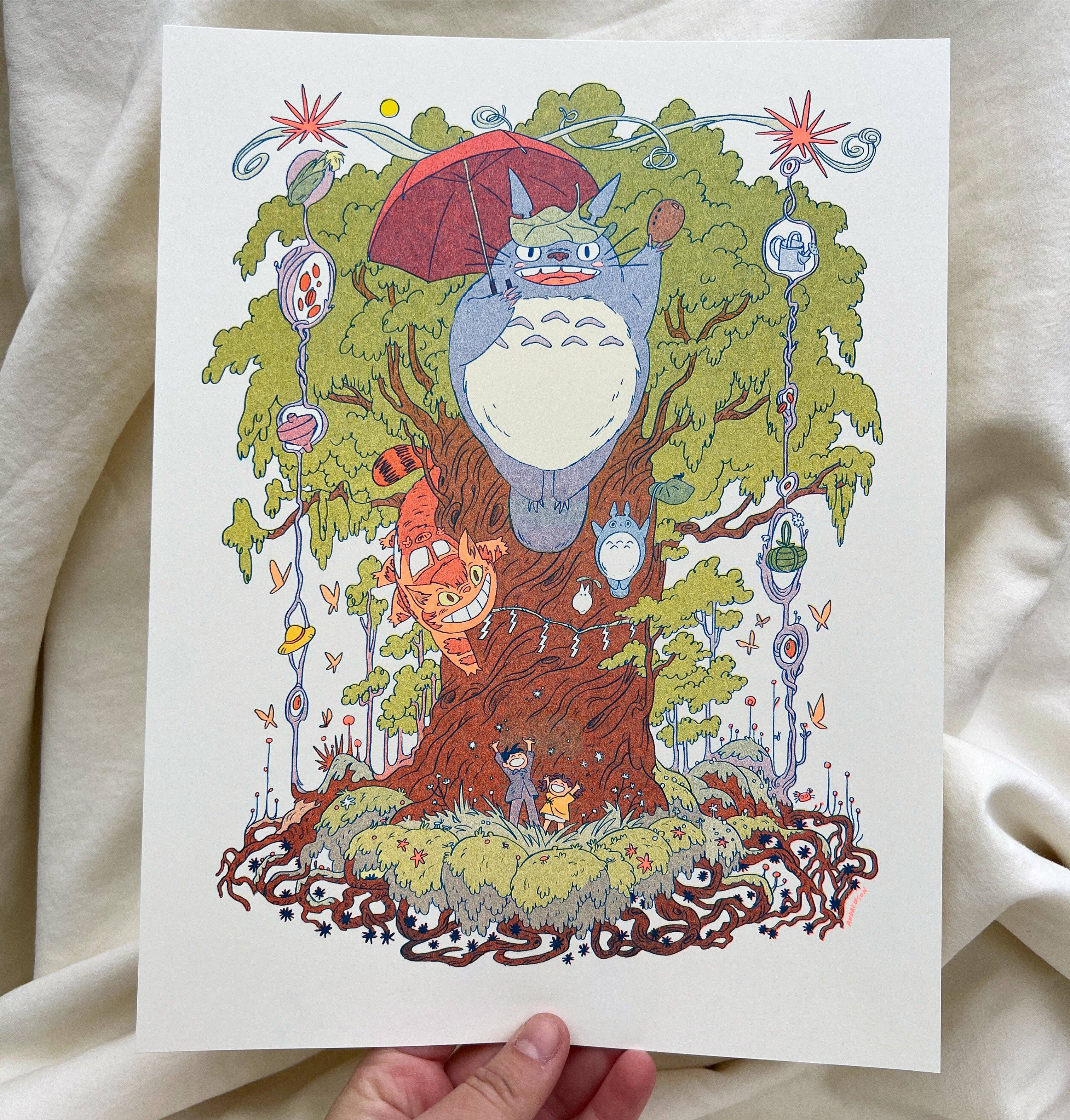 Totoro Small Riso Print, Natalie Andrewson – Rogue & Rye