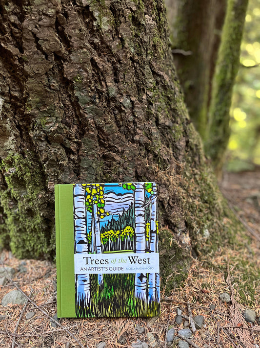 trees of the west book, artist guide to western trees, illustrated tree book, tree identification with art, natural history of trees, ethnobotanical tree guide, watercolor tree illustrations, tree sketchbook reference, art book for nature lovers, tree poetry and quotes, western north america trees, botanical art guide, drawing trees reference, tree field guide with drawings, trees and art connection