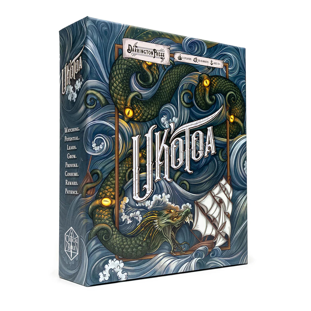 Uk’otoa board game, Darrington Press games, Critical Role board game, Exandria board game, tactical card game, nautical adventure game, sea monster strategy game, semi-cooperative board game, sailor survival game, Uk’otoa miniature, Exandria tactical game, 3–5 player board game, 30 minute board game, Uk’otoa gameplay, Critical Role Leviathan game