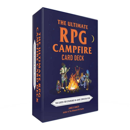 Ultimate RPG Campfire Card Deck, James D’Amato, TTRPG conversation cards, character backstory prompts, RPG roleplay questions, tabletop storytelling game, RPG party bonding deck, 150 question card deck, immersive roleplay tool, tabletop downtime activity