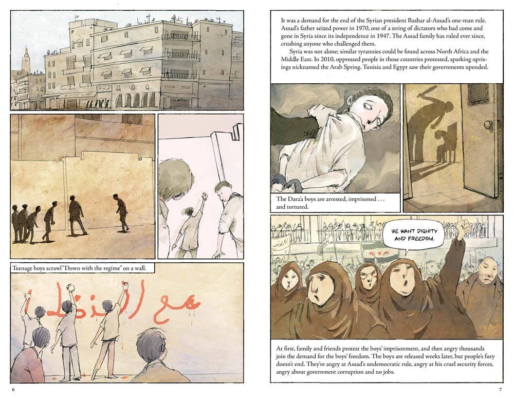 Powerful, urgent, and deeply human, The Unwanted traces the real stories of Syrian refugees as they flee a homeland torn apart by civil war. Through expressive, journalistic artwork, Sibert Honor–winning creator Don Brown guides readers through a modern humanitarian crisis—an exodus beginning in 2011 that grows to staggering proportions, reshaping borders, straining neighboring countries, and testing the world’s compassion.

Brown captures both the brutality and the bravery of this journey: families forced 