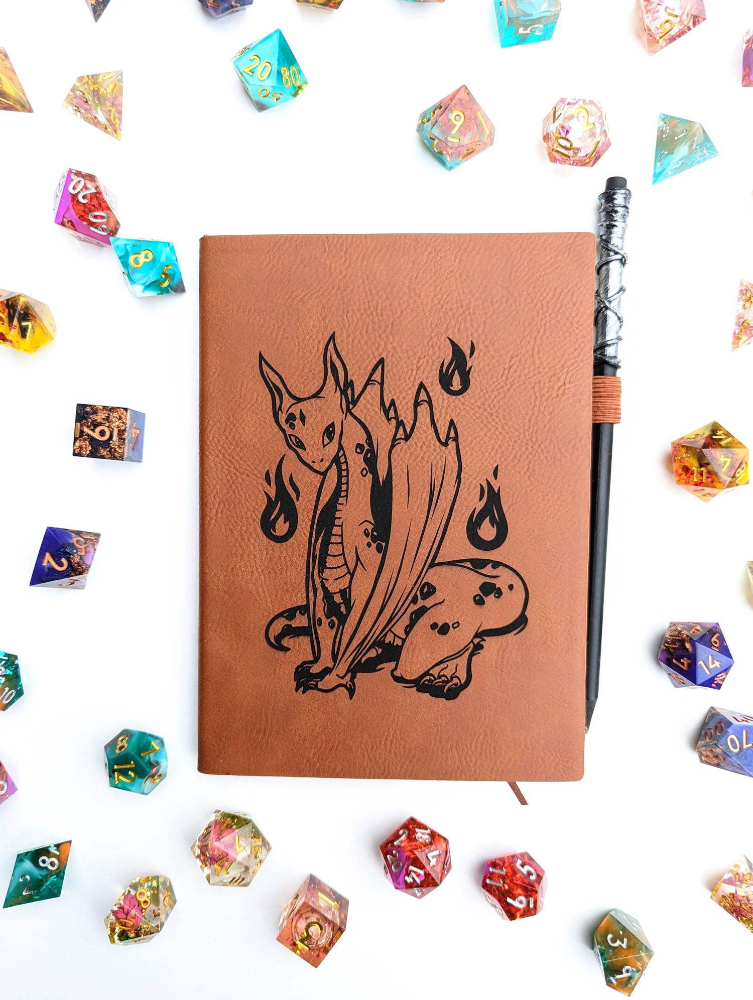 vegan leather dot journal, fantasy mini journal, wyrmling dragon notebook, RPG gaming notebook, pocket DnD journal, 5x7 dot grid sketchbook, faux leather fantasy journal, map sketching journal, vegan RPG stationery, dragon-themed writing journal