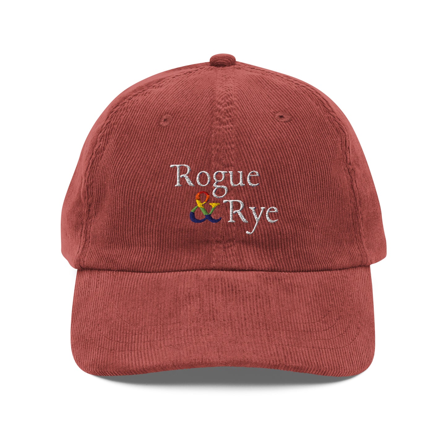 and pride hat, lgbtq corduroy cap, pride embroidered hat, queer and questioning cap, rogue and rye pride, inclusive pride apparel, outright international donation, and hat message, unstructured low profile cap, soft corduroy hat, queer pride gear, gender inclusive pride, thoughtful pride gift, adjustable pride cap, rogue and rye hat, embroidered message hat, live outside the binary, pride fashion statement, soft cotton pride hat