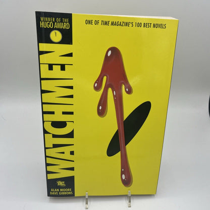 Front cover of the Watchmen trade paperback graphic novel by Alan Moore and Dave Gibbons published by DC Comics.