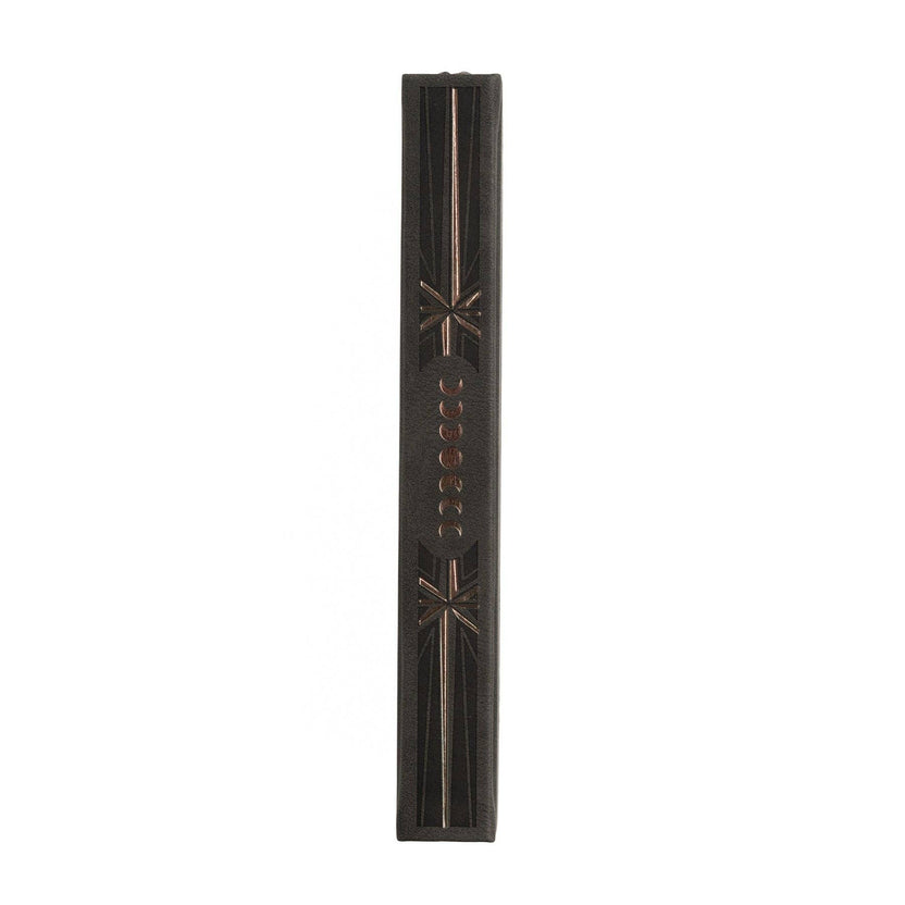 Spine of Archer and Olive Wolf in the Night B5 notebook with copper foil details