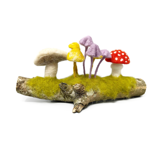woodland toadstools needle felting kit, mushroom craft kit, felt toadstools DIY, improver needle felting project, forest fungi wool craft, nature-inspired felting kit, The Crafty Kit Company Scotland, sustainable craft kit, whimsical mushroom decor, 3D wool sculpture kit