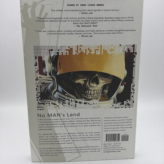 Y: The Last Man-The Deluxe Edition #2 (DC Comics July 2009) Back cover of the preowned hardcover edition of Y: The Last Man Deluxe Edition Book 2 with publisher synopsis and reviews.