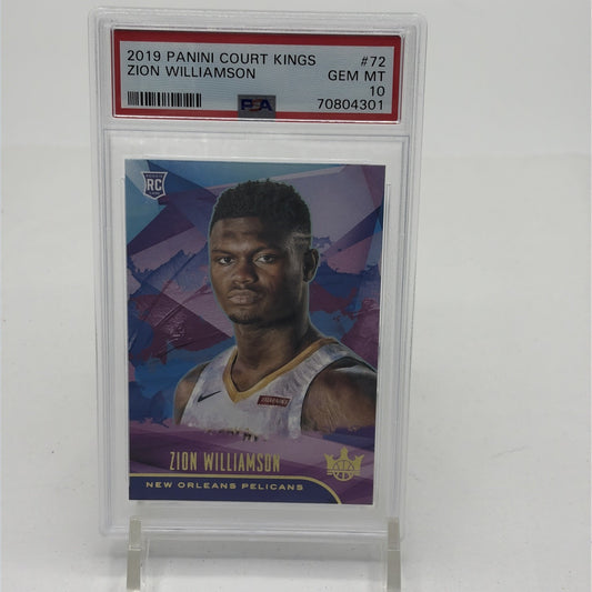 2019 Panini Court Kings RC - Zion Williamson #72 PSA 10 2019 Panini Court Kings Zion Williamson number 72 rookie card graded PSA  gem mint 10 featuring the New Orleans Pelicans NBA star